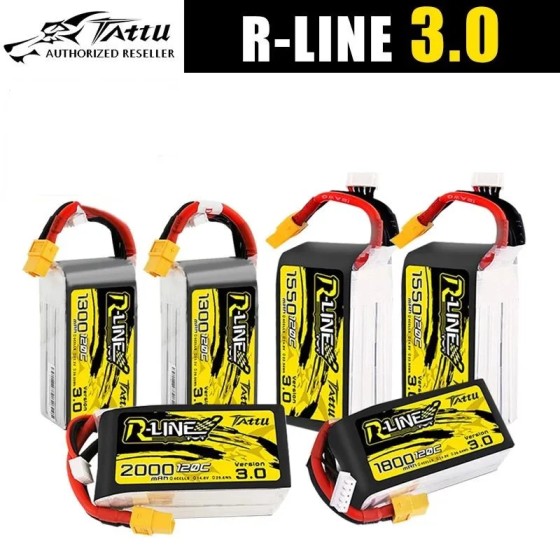 Tattu R-Line Version 3.0 V3 1300/1400/1550/1800/2000mAh 120C 4S 6S 4.2V Battery XT60 Plug Racing Drone RC Quadcopter